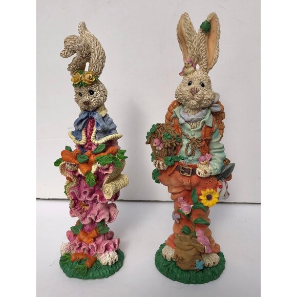 Easter Bunny Mini Figures Couple Rabbits Figurines 8" tall x 2" - Picture 6 of 10